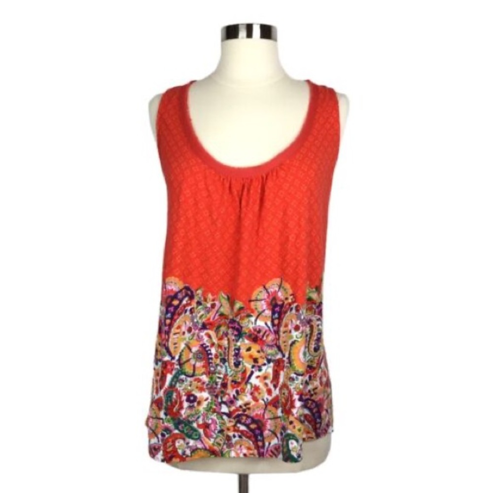 Anthropologie Akemi + Kin Floral Tank Top with Bow Tie Open Back